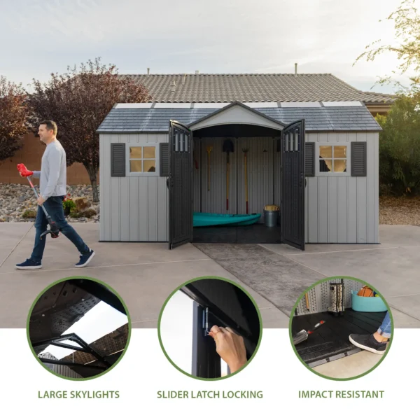 Lifetime 15×8 Vertical Cladding Heavy Duty Plastic Shed – Single Entry - Image 8