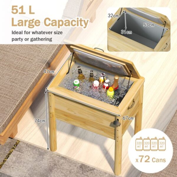 Pro-Tect Timber 51 Litre Outdoor Patio Cooler - Image 8