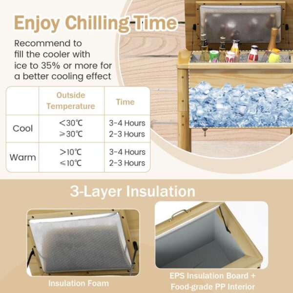 Pro-Tect Timber 51 Litre Outdoor Patio Cooler - Image 9