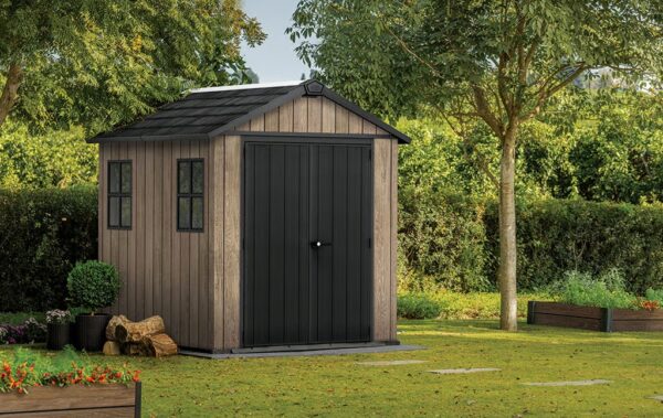 Keter 7.5' x 7' Ashwood Signature Apex Heavy Duty Plastic Shed - Woodlook - Image 8