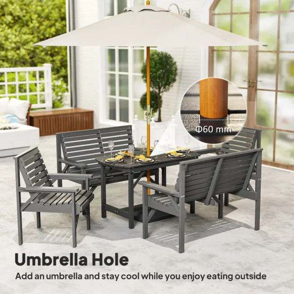 Outsunny 5 Piece Wooden Garden Dining Set - Grey - Image 4