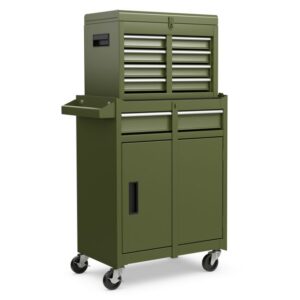 Pro-Tect Metal High Capacity Tool Storage Cabinet with Lockable Wheels - Dark Green
