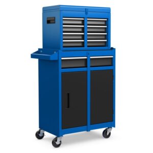 Pro-Tect Metal High Capacity Tool Storage Cabinet with Lockable Wheels - Blue