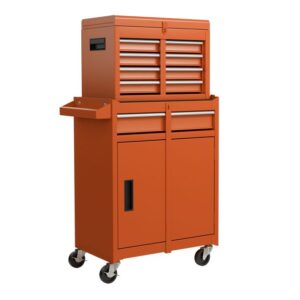 Pro-Tect Metal High Capacity Tool Storage Cabinet with Lockable Wheels - Orange