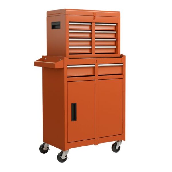 Pro-Tect Metal High Capacity Tool Storage Cabinet with Lockable Wheels - Orange