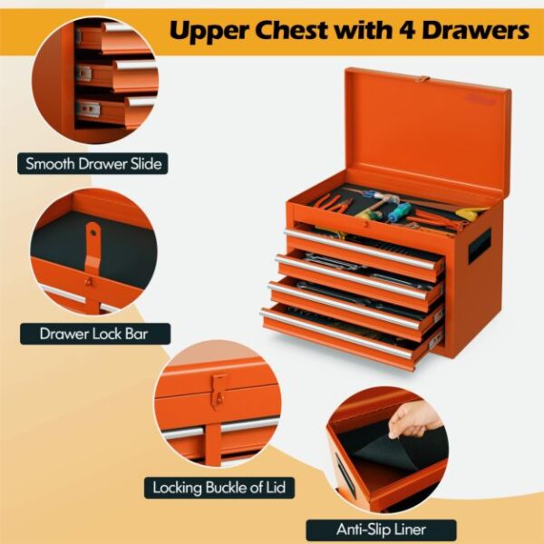 Pro-Tect Metal High Capacity Tool Storage Cabinet with Lockable Wheels - Orange - Image 6
