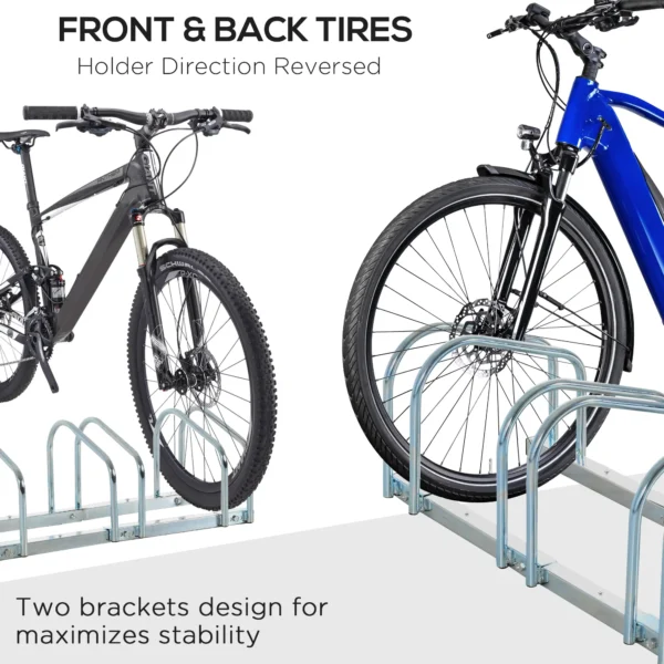 HOMCOM Metal Bicycle Parking Rack - Silver (4 bicyles) - Image 6