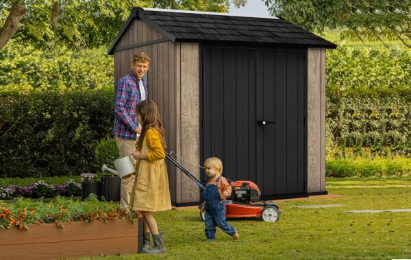 Keter 7' x 7.5' Ashwood Signature Apex Heavy Duty Plastic Shed - Woodlook - Image 8