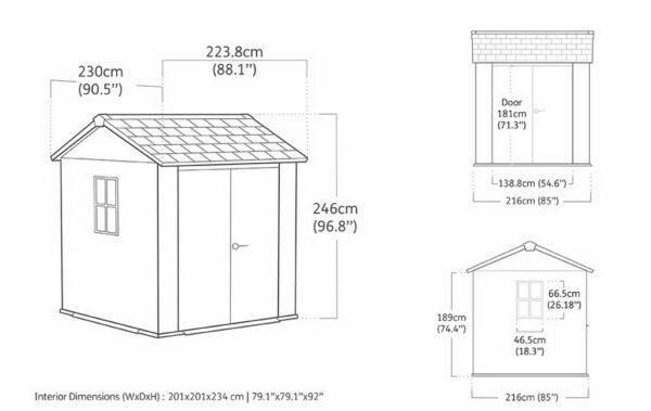 Keter 7' x 7.5' Ashwood Signature Apex Heavy Duty Plastic Shed - Woodlook - Image 9