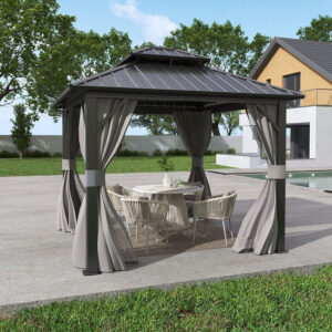 Living and Home 10'x10' Hardtop Metal Patio Gazebo