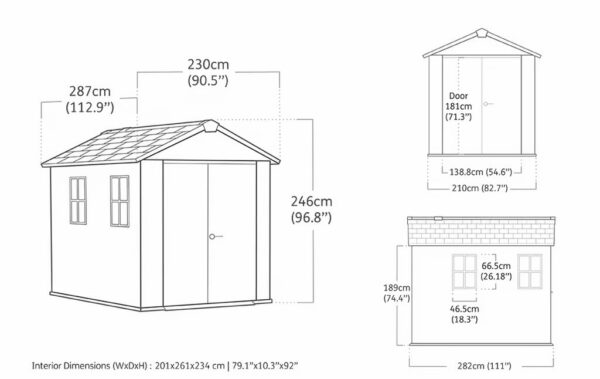 Keter 7.5' x 9' Ashwood Signature Apex Heavy Duty Plastic Shed - Woodlook - Image 2