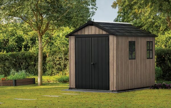 Keter 7.5' x 9' Ashwood Signature Apex Heavy Duty Plastic Shed - Woodlook - Image 3
