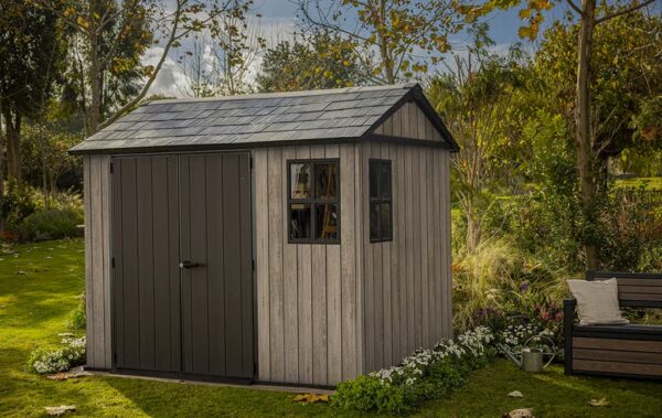 Keter 9' x 7.5' Ashwood Signature Apex Heavy Duty Plastic Shed - Woodlook - Image 7