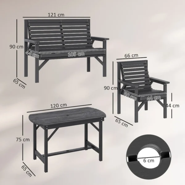 Outsunny 5 Piece Wooden Garden Dining Set - Grey - Image 9