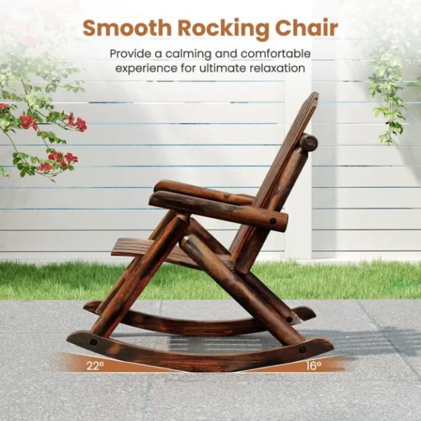 Pro-Tect  Wooden Outdoor  Rocking Chair Solid Wood with High Back - Image 5
