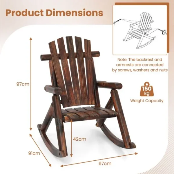 Pro-Tect  Wooden Outdoor  Rocking Chair Solid Wood with High Back - Image 2