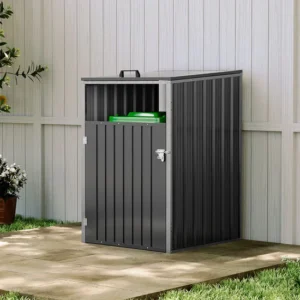 Living and Home Single Metal Bin Store - Charcoal Black
