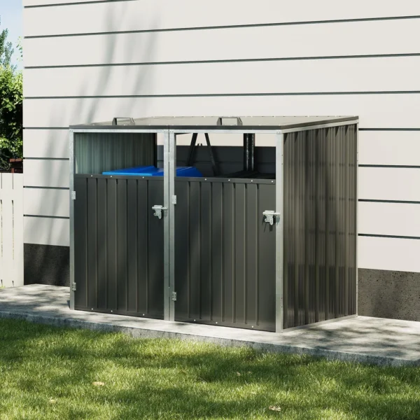 Living and Home Double Metal Bin Store - Charcoal Black - Image 8