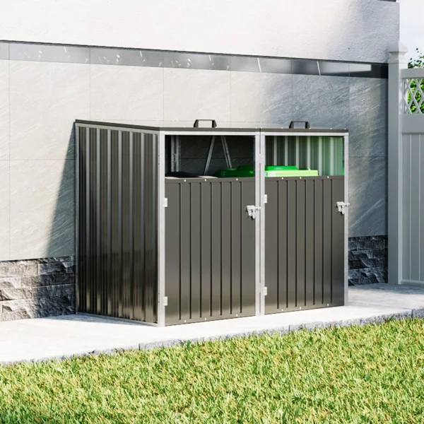 Living and Home Double Metal Bin Store - Charcoal Black - Image 9