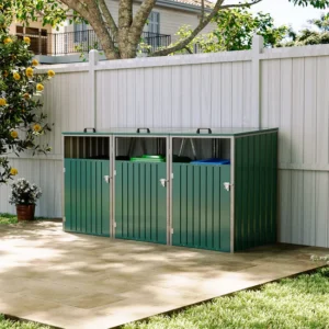 Living and Home Triple Metal Bin Store - Green