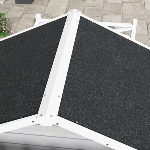 Outsunny PawHut Small/Medium Timber Dog House with Porch - Grey - Image 7