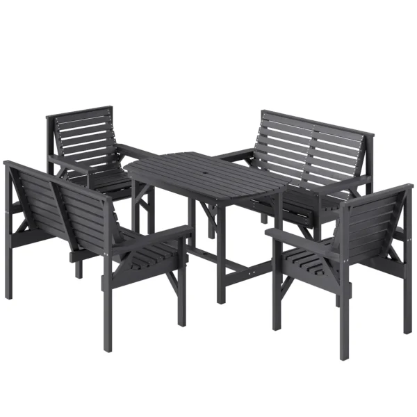 Outsunny 5 Piece Wooden Garden Dining Set - Grey