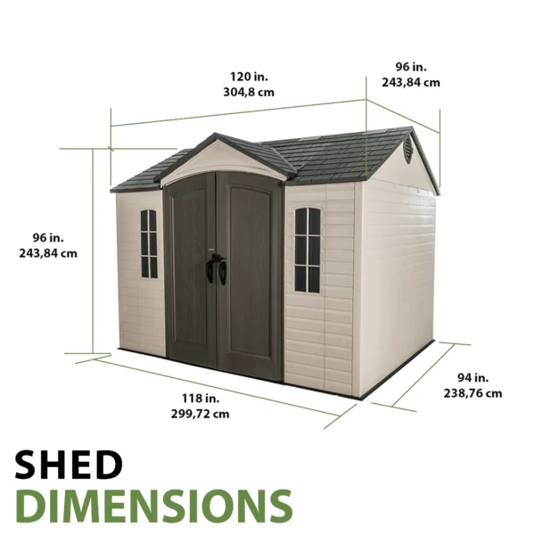 Lifetime 10x8 Heavy Duty Plastic Shed - Desert Sand - Image 15