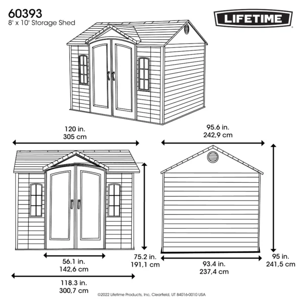 Lifetime 10x8 Heavy Duty Plastic Shed - Desert Sand - Image 16