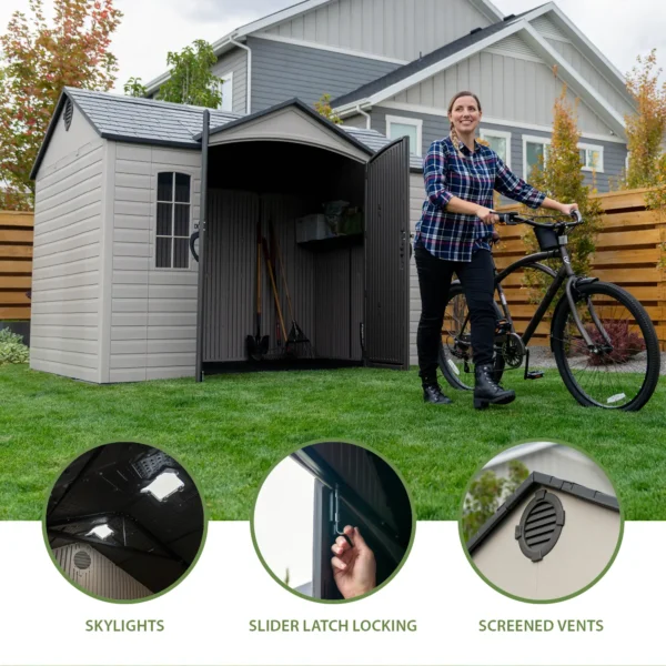 Lifetime 10x8 Heavy Duty Plastic Shed - Desert Sand - Image 21