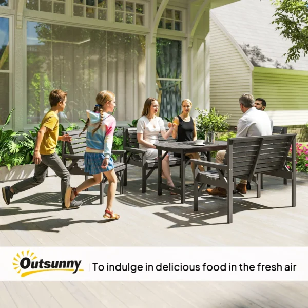 Outsunny 5 Piece Wooden Garden Dining Set - Grey - Image 6