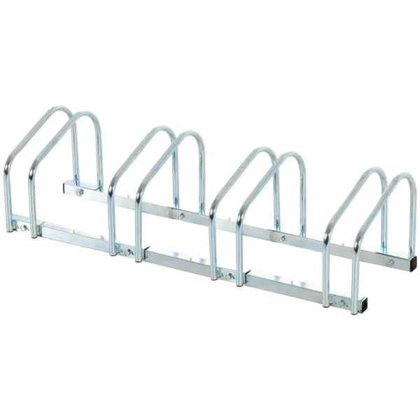 HOMCOM Metal Bicycle Parking Rack - Silver (4 bicyles) - Image 5