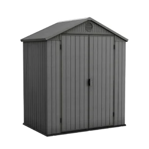 Keter 6'x4' Darwin Heavy Duty Plastic Garden Shed Double Door-  Grey