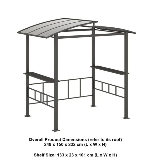 Pro-Tect Metal Hardtop Grill Gazebo with Vented Roof and Side Shelves - Image 2
