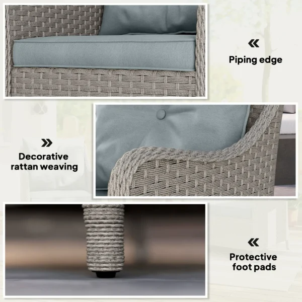 Outsunny Set of 2 Rattan Garden Chairs - Light Grey - Image 9