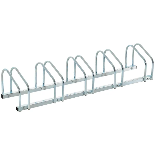 HOMCOM Metal Bicycle Parking Rack - Silver (5 bicyles)