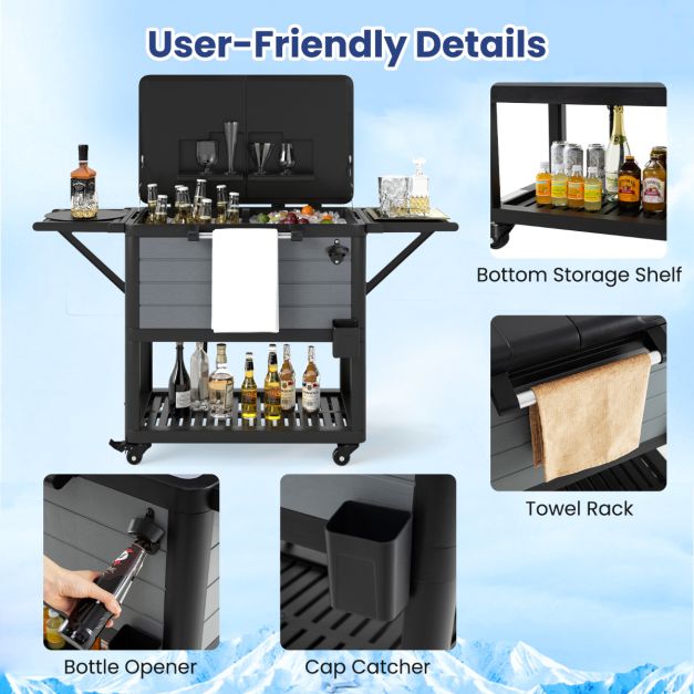 Pro-Tect Plastic Patio Rolling Cooler Cart on Wheels - Image 2