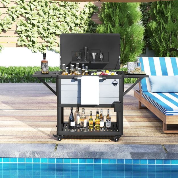 Pro-Tect Plastic Patio Rolling Cooler Cart on Wheels - Image 9