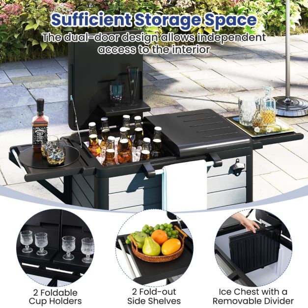 Pro-Tect Plastic Patio Rolling Cooler Cart on Wheels - Image 5