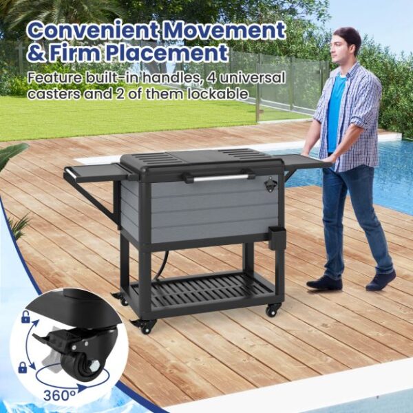 Pro-Tect Plastic Patio Rolling Cooler Cart on Wheels - Image 4