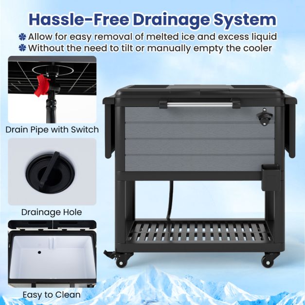 Pro-Tect Plastic Patio Rolling Cooler Cart on Wheels - Image 3