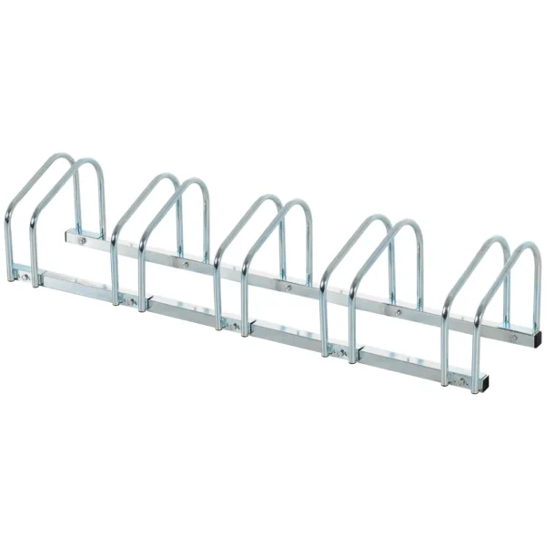 HOMCOM Metal Bicycle Parking Rack - Silver (5 bicyles) - Image 6