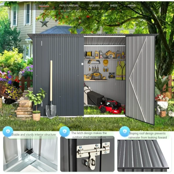 Pro-Tect Addition 7'x 3' Simple Basic Metal Bicycle Store - Image 4