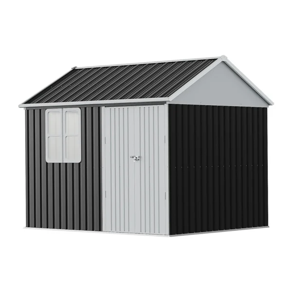 Living and Home 10x8 Metal Apex Shed - Charcoal Black - Image 4