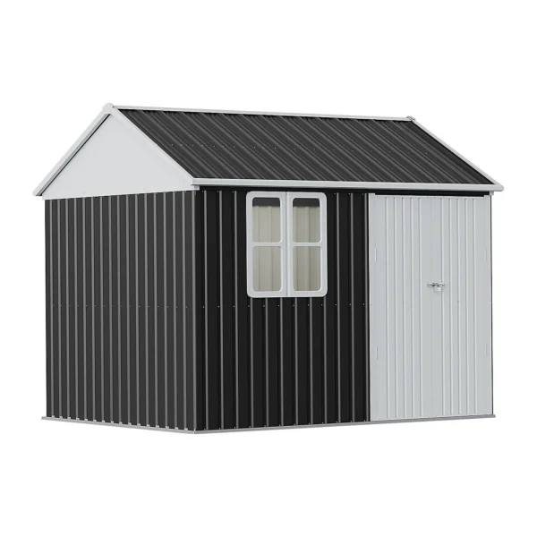 Living and Home 10x8 Metal Apex Shed - Charcoal Black - Image 6