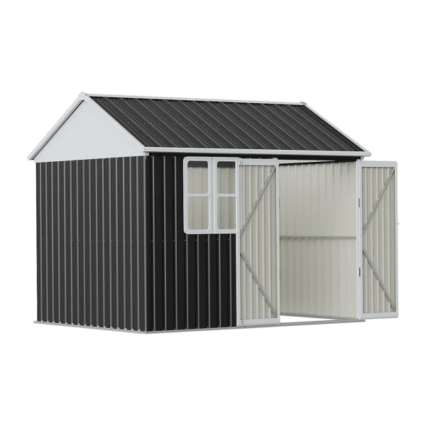Living and Home 10x8 Metal Apex Shed - Charcoal Black - Image 7