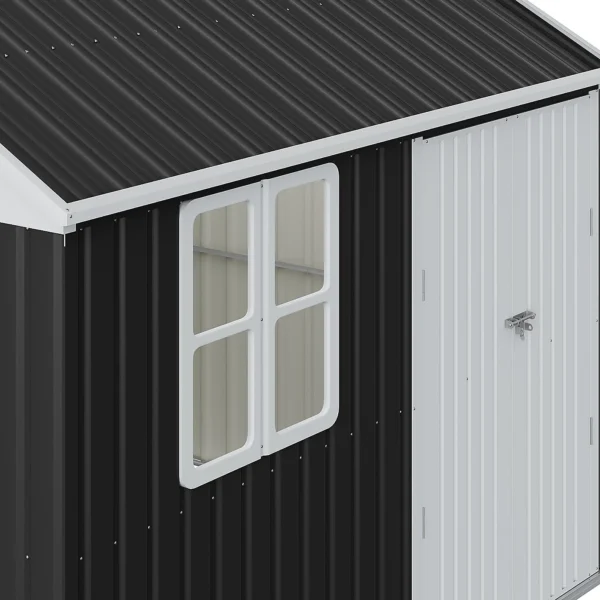 Living and Home 10x8 Metal Apex Shed - Charcoal Black - Image 8
