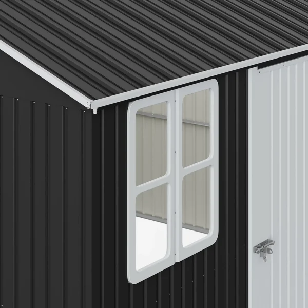 Living and Home 12x10 Metal Apex Shed - Charcoal Black - Image 7