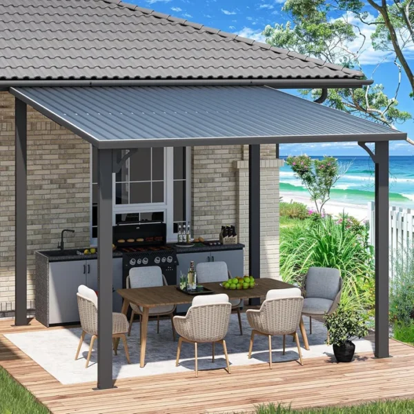 Pro-Tect 10'x10' Wall-Mounted Steel Roof Pergola - Image 7