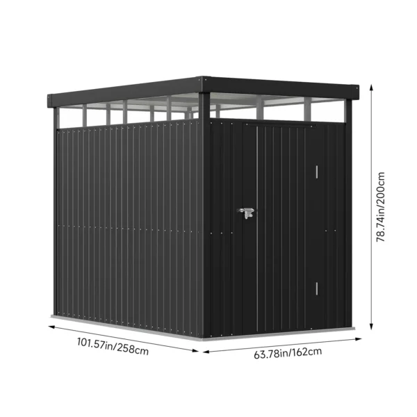 Living and Home 5x8 Flat Roof Tool Shed - Charcoal Black - Image 3