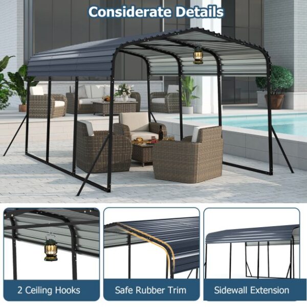 Pro-Tect 10'x15' Metal Carport Shelter Canopy - Black - Image 10
